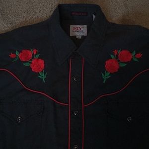 Embroidered Rose Western shirt